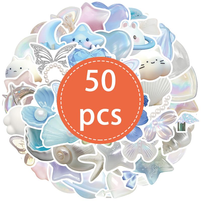 

50PCS Blue Aesthetics Stickers Beach Ocean Sticker Waterproof Vinyl Decal for Water Bottle Laptop Phone Computer Skateboard