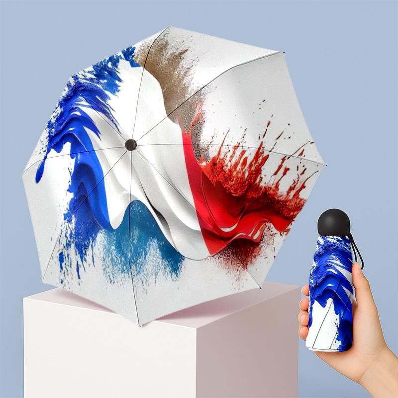 France national football team Pattern Printed Mini 5 Folds 8 Ribs Compact Umbrella Windproof Waterproof Lightweight Portable Folding