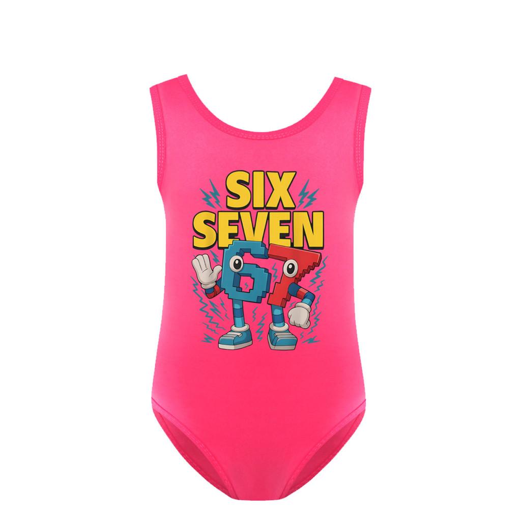 5260 Детский Девочки Украсть Маразм 67 Шесть Семь Принт Рюши Купальник Плавание Цельный Боди Купальник 160cm