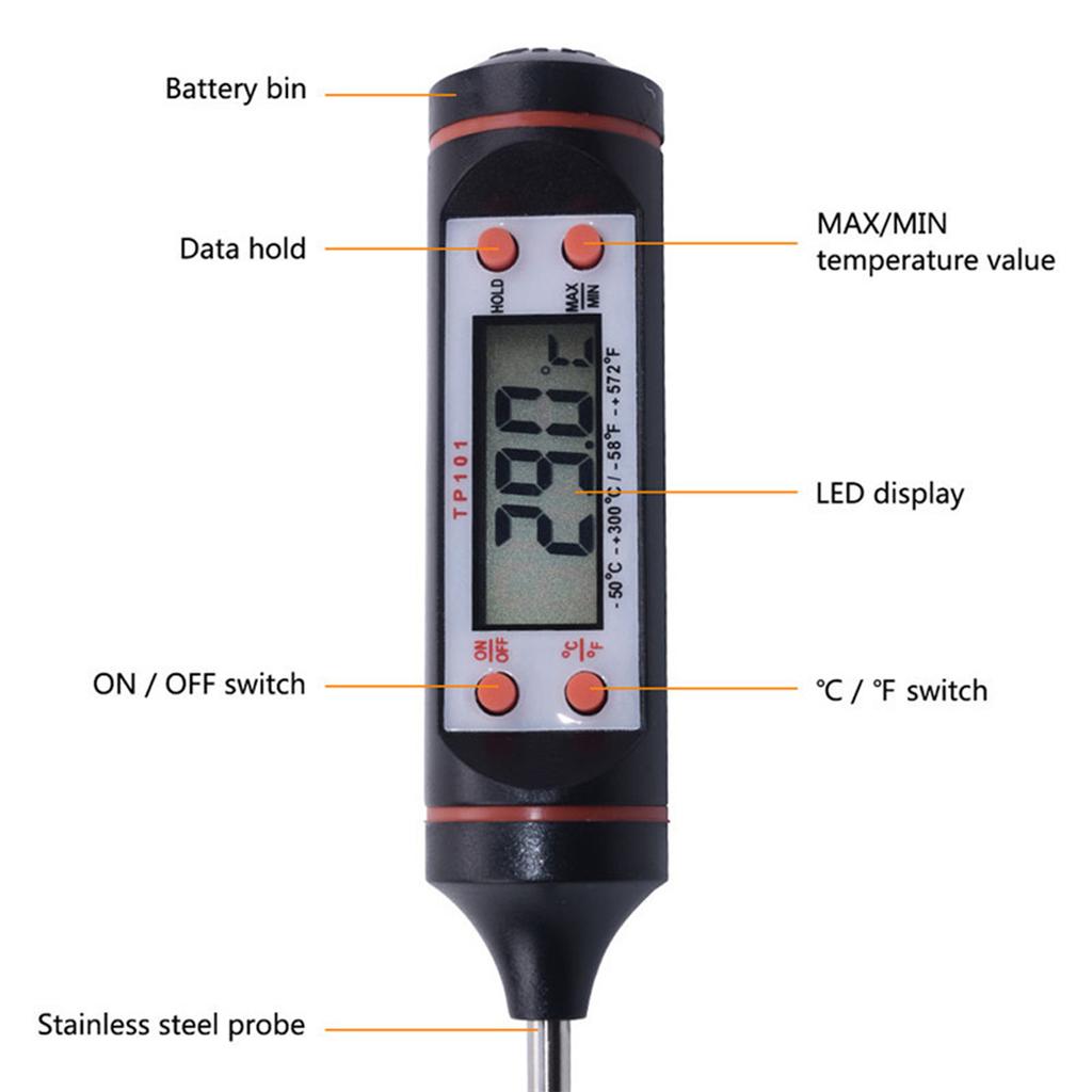Meat Thermometer Candy Thermometer with Long Probe Instant Reading Thermometer with LCD Display Digital Thermometer for Cooking BBQ Meat Milk Coffe