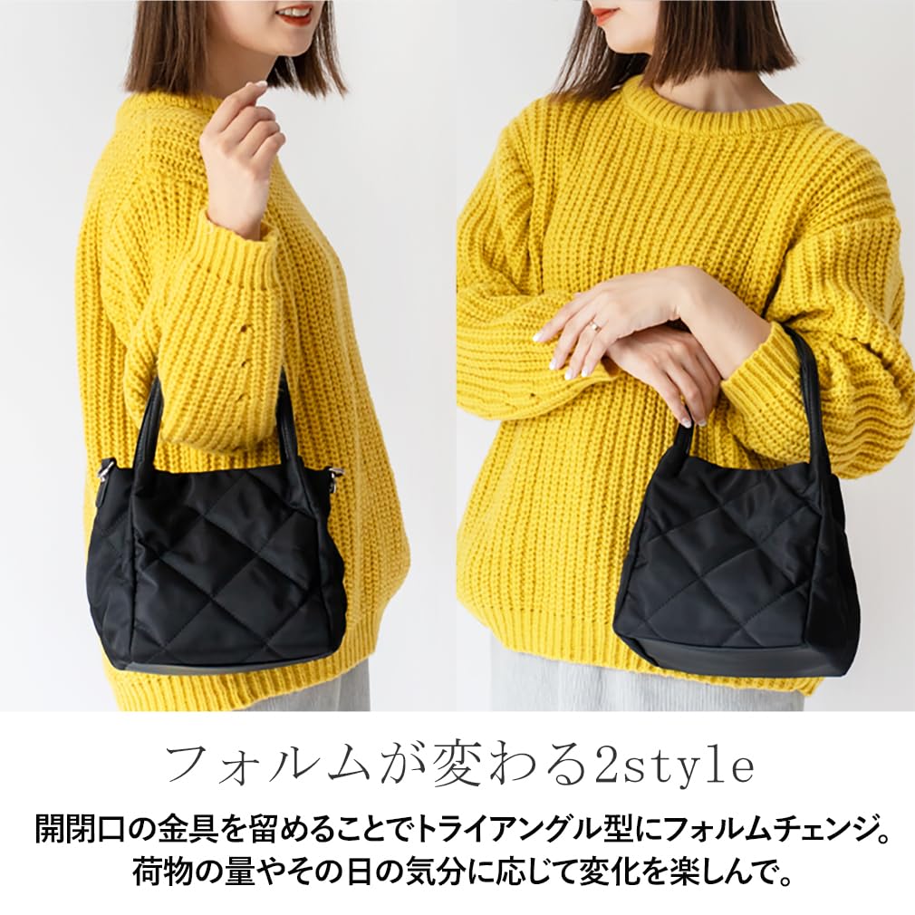 VITAFELICE Quilted 2-Way Mini Tote Bag for Women (inb-10069z) (Charcoal)