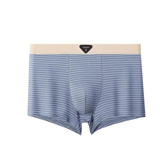 

Чоловіча боксерська білизна із середньою посадкою, еластичним поясом, U-подібним вирізом, шорти-брифи зі смугастим принтом, повсякденна білизна, одяг для сну 3XL світло-синій колір