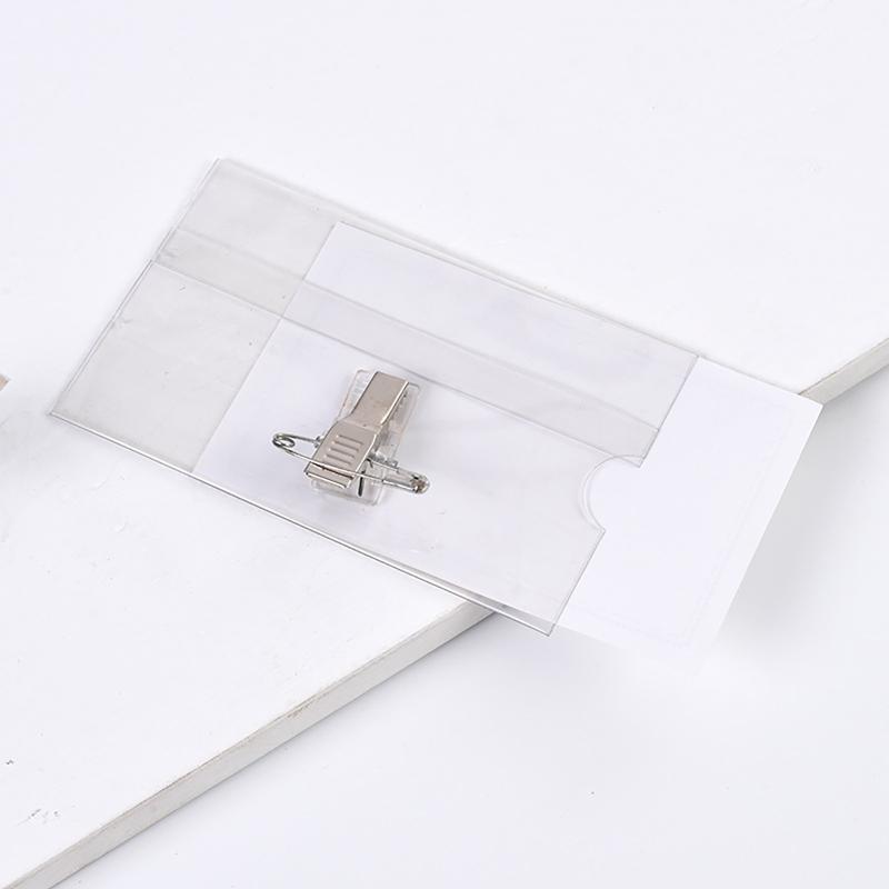 Transparent Chest Tag Id Holders Sleeve Office Staff Workers Work Card Cover Case Nurse Name Badges Holder With Brooch