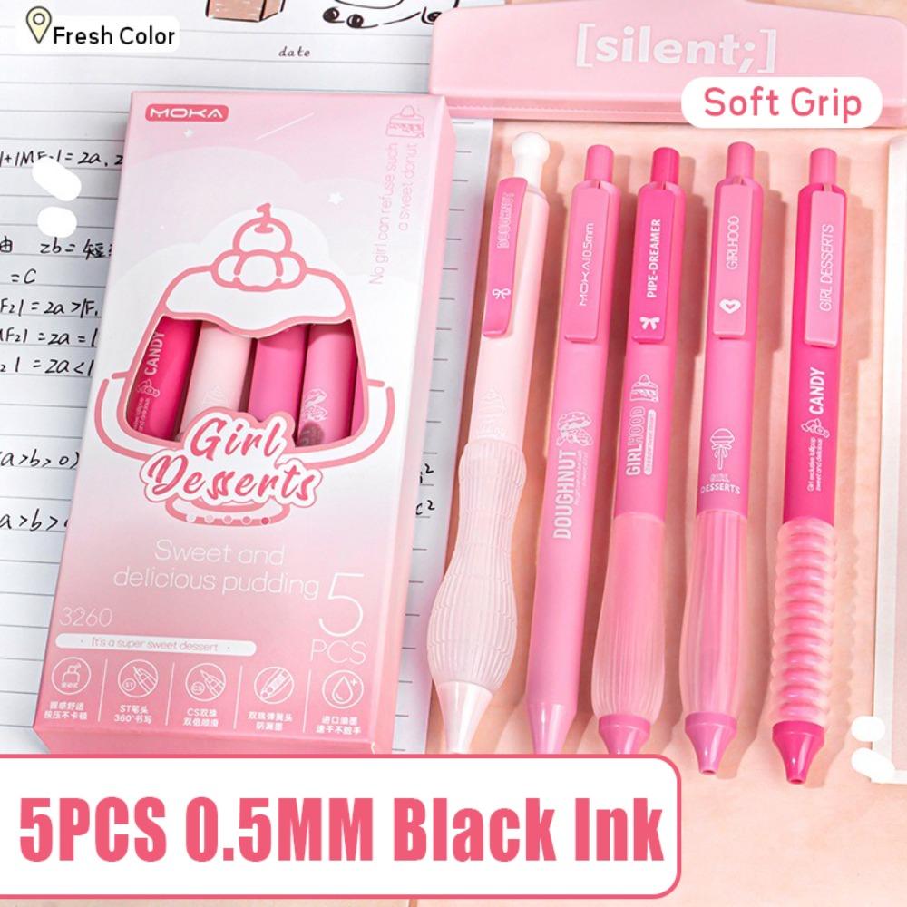5PCS/Set Press Type Gel Pen ST Tip Ballpoint Pen Multifunctional Writing Tool School Office