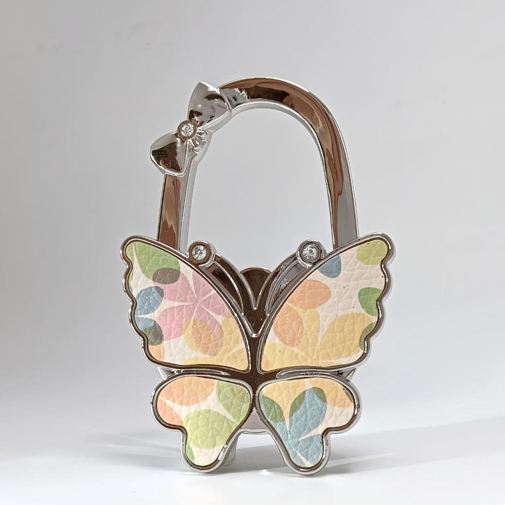 Durable Foldable Butterfly Handbag Hook Portable Creative Purse Holder Chrysanthemum Flowers Purse Hanger for Table