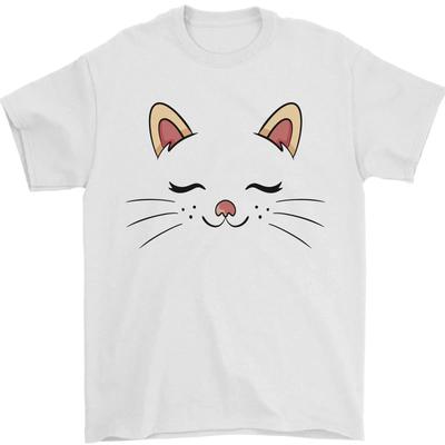Cute Men's T-Shirt with Cat Face 100% Cotton Vintage Fashion Stylish Top For Everyday Wear Streetwear Homme