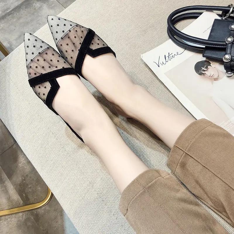 Fashion Mesh Woman Slippers Polka Dots Shoes for Women Korea Style Stylish Slides Top Designs H Sandal Summer Footwear 39 Casual Sandals