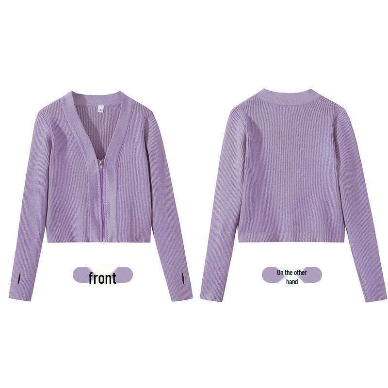 Girls' Autumn/Winter Dance Practice Sweater Shawl Jacket with Zipper – Warm Outerwear Top