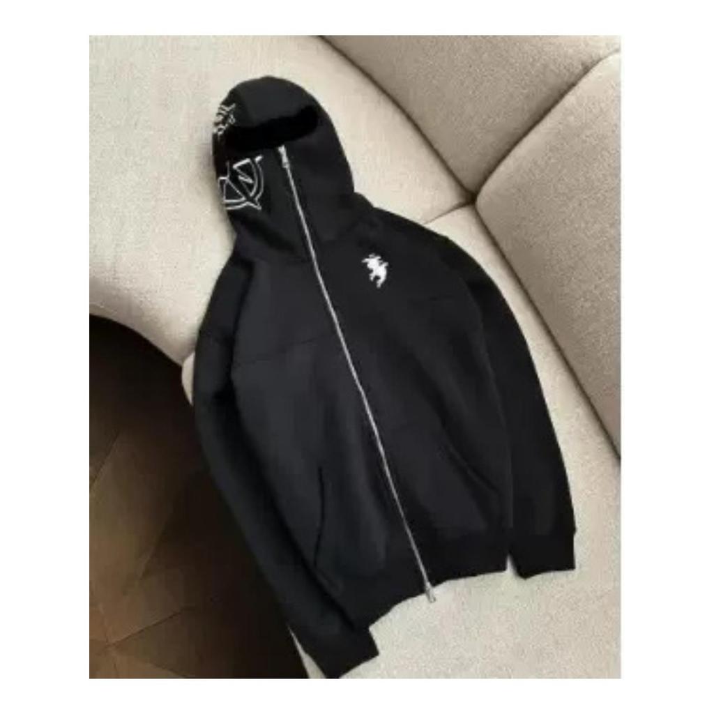 GLYDE Divin Vintage Praná Zipová Mikina Y2K Bunda Pánská Rock Hip Hop Patchwork Vyšívaná Oversized Mikina S Dlouhým Rukávem