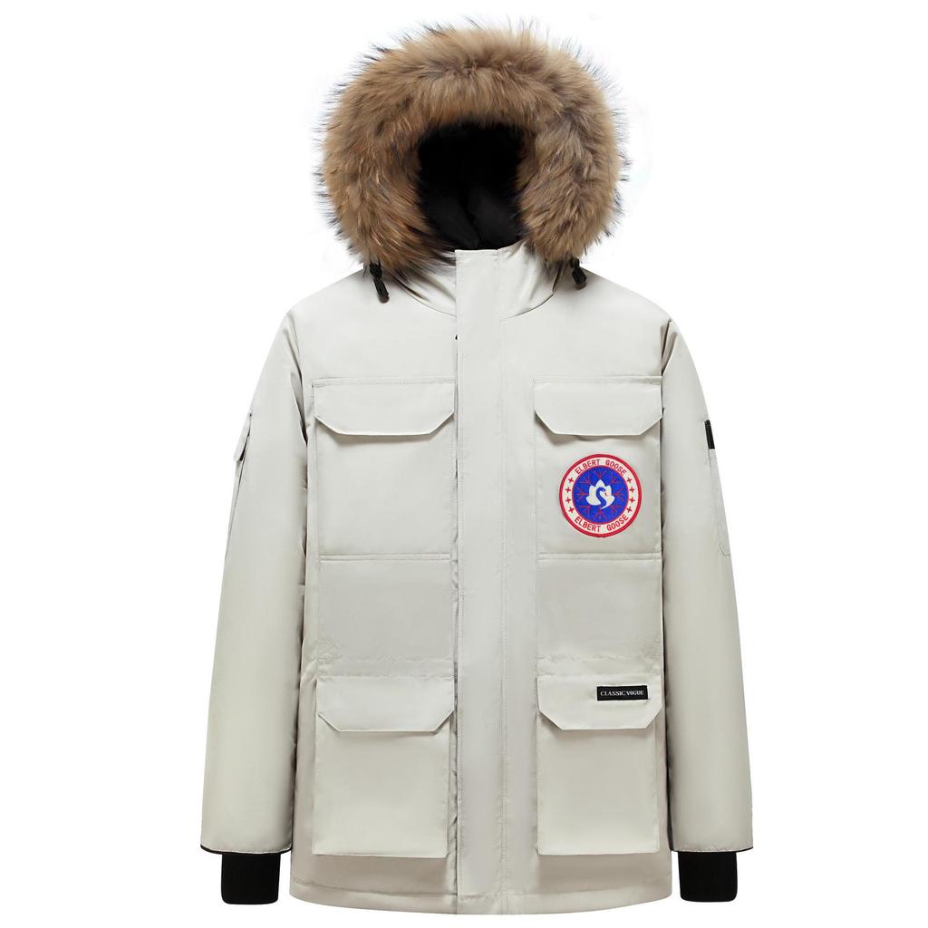Men's Expedition-Style Goose Down Parka – Winter Windproof with Belt
