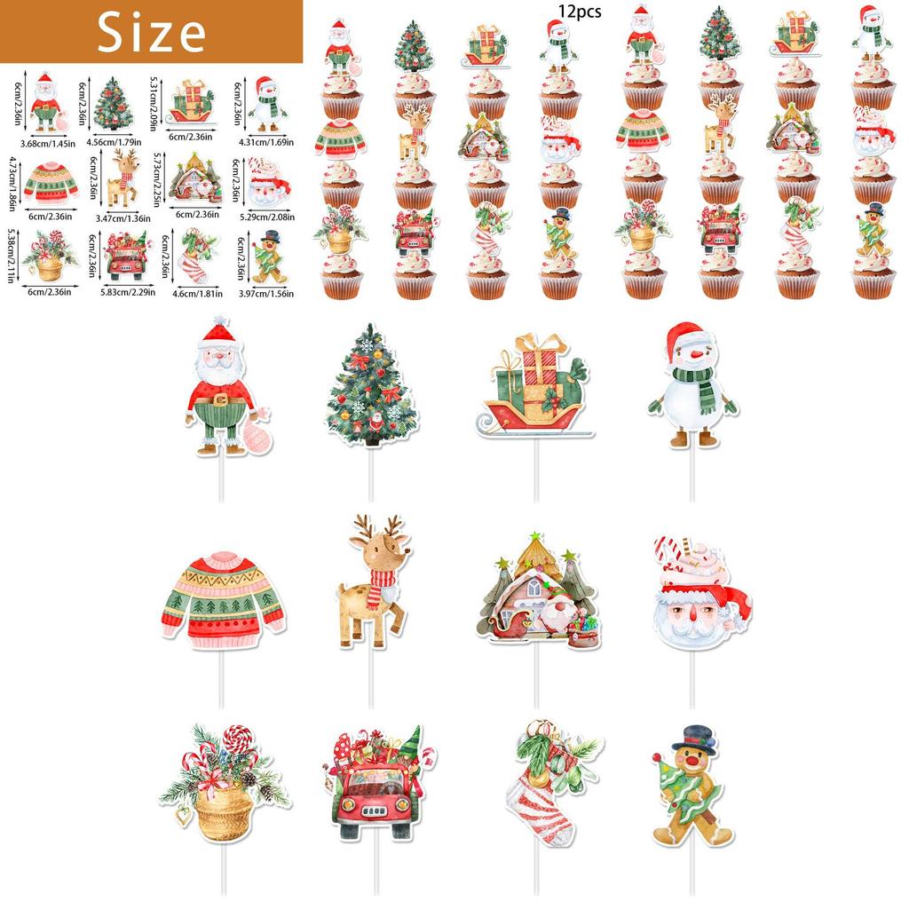 Christmas Cake Decoration Flags Set With Vintage Design For Holiday Parties