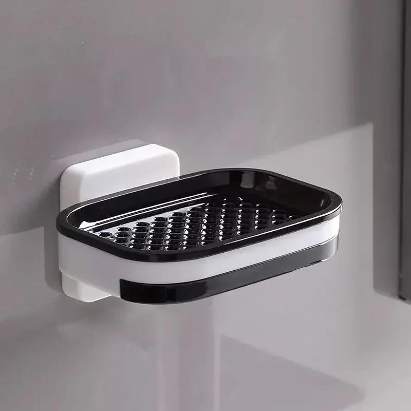 Sapună cu două straturi montate pe perete Sertar fără perforare Suport de scurgere Cutie de depozitare pentru burete de bucătărie Organizator pentru baie Raft