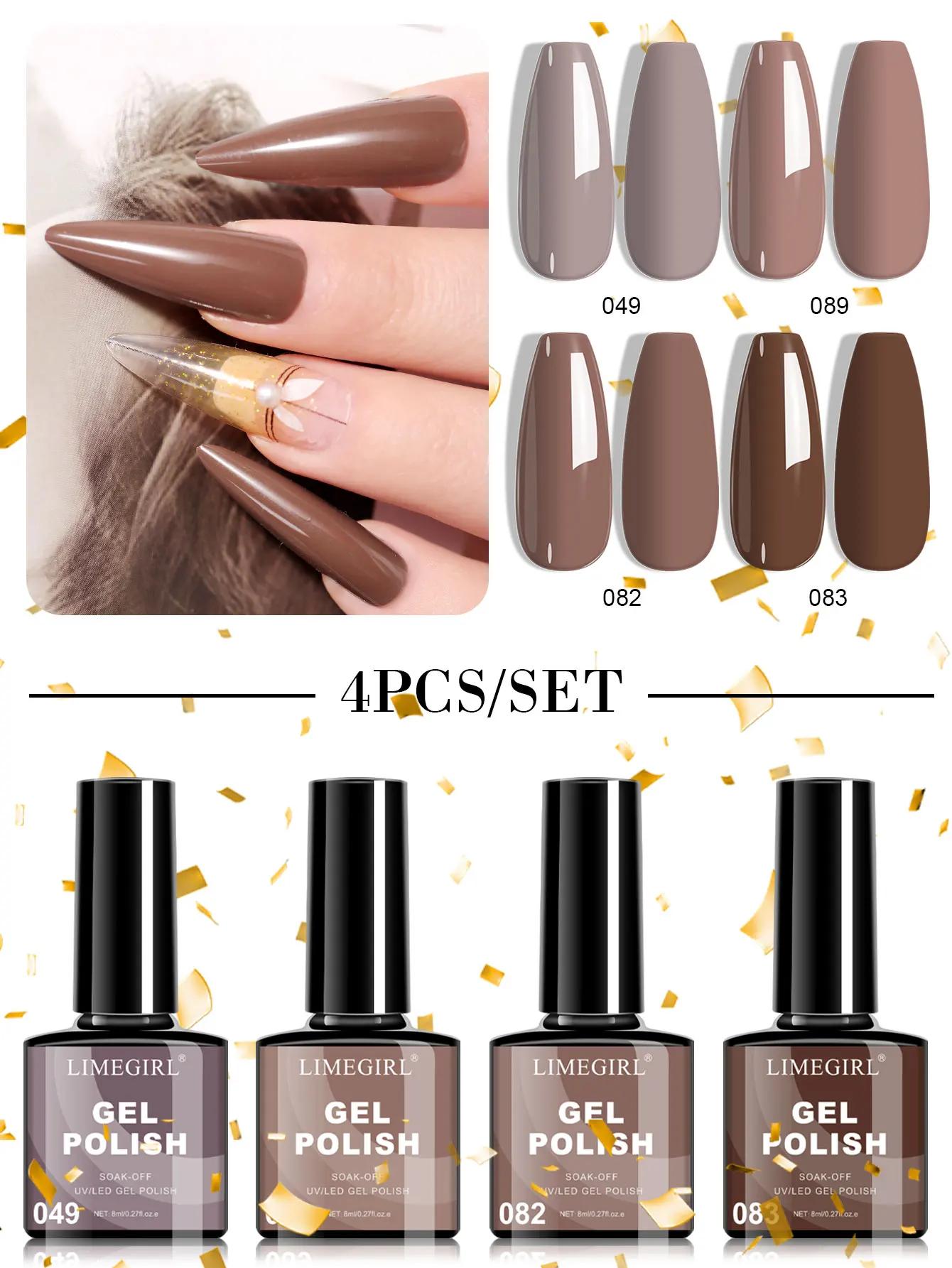 

LIMEGIRL 4 Color Nail Polish Gel Set Macron Color UV LED Nail Polish Semi Permanent UV Gel Soak Off Nail Gel Polish Kits фуксия