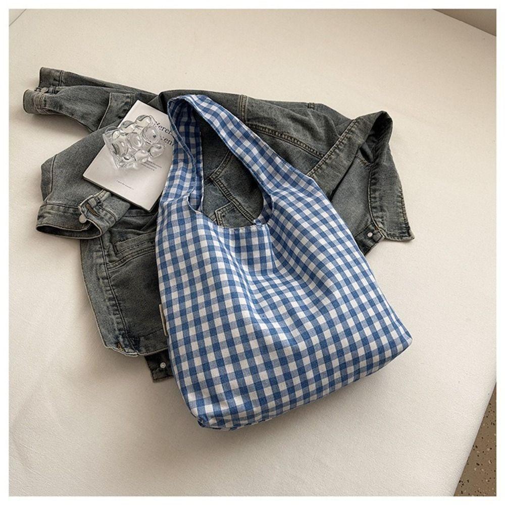 Large Capacity Plaid Underarm Bags Vintage Women's Handbag Sweet Single Shoulder Bag  Shopping