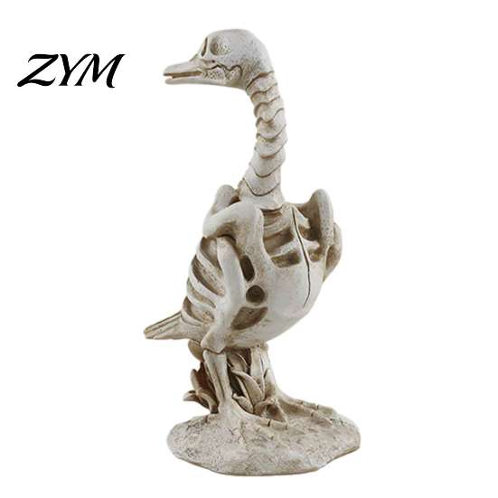 Haunted House Supplies Skeleton Animal Statue, Spooky Deer Cat Duck Figurine, Resin Yard Display Ornament for Halloween Table Centerpiece, Front Porch