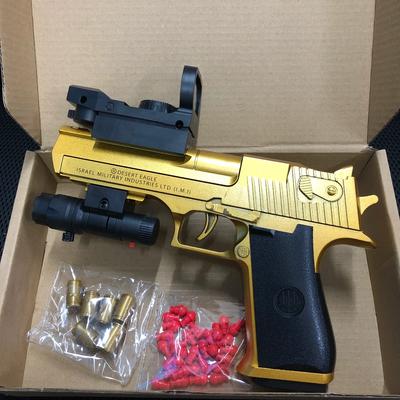 Continuous Fire Pistol Desert Eagle Mechanical Empty Hanging Soft Bullet Toy Gun Shell Ejection Decompression Toy Gift for Boys