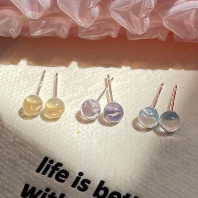 Orecchini Colorati Aurora Ball con Aghi in Argento 925 – Design Semplice e Fresco per Ragazze