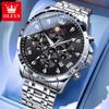 OLEVS 3653 Brand Moon Phase Calendar Men Watch Waterproof Quartz Watch for Male Stainless Steel Business Chronograph Wristwatch