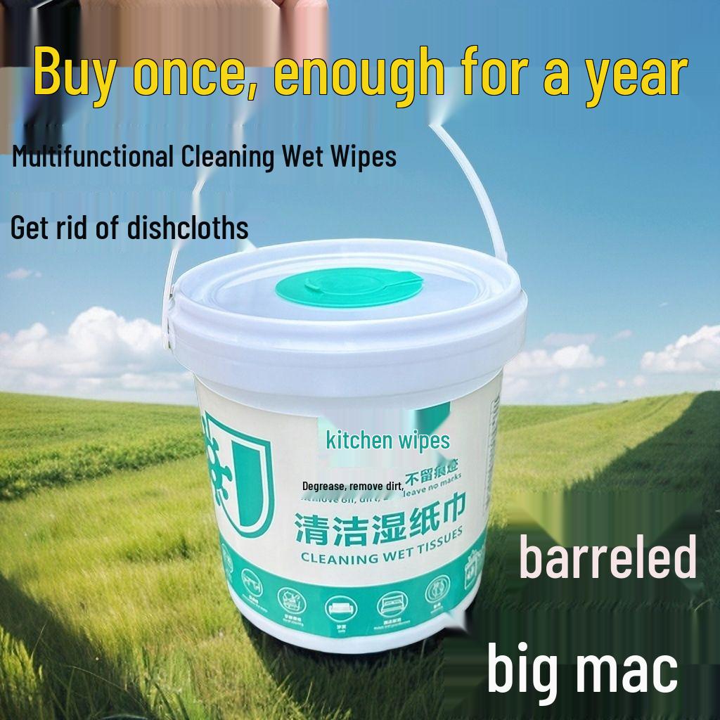 

500-Pack Kitchen Cleaning Wet Wipes - Oil & Stain Removal Disposable Towels in Bucket 1 Refill Pack (500 sheets)