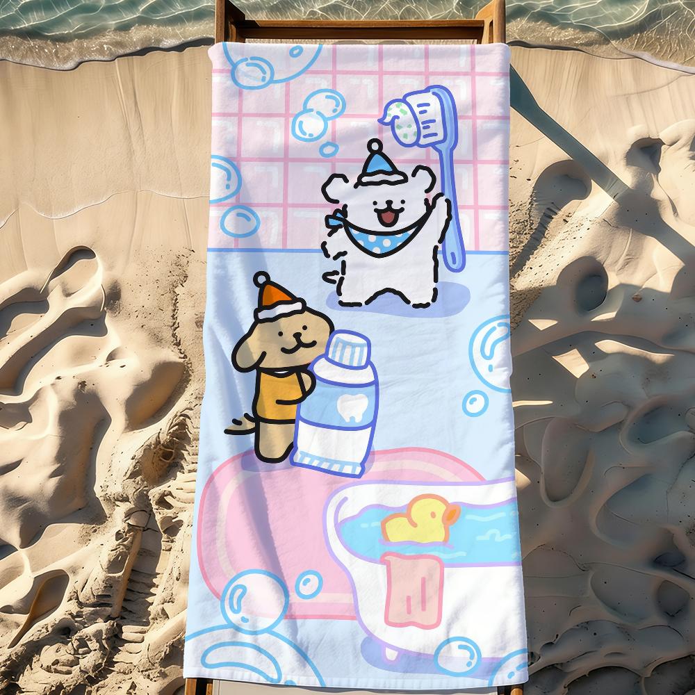 Cartoon Line Dog Maltese Outline Puppy Towel For Swim Yoga Gym Quick Drying Soft and skin-friendly Beach Towels All-Season