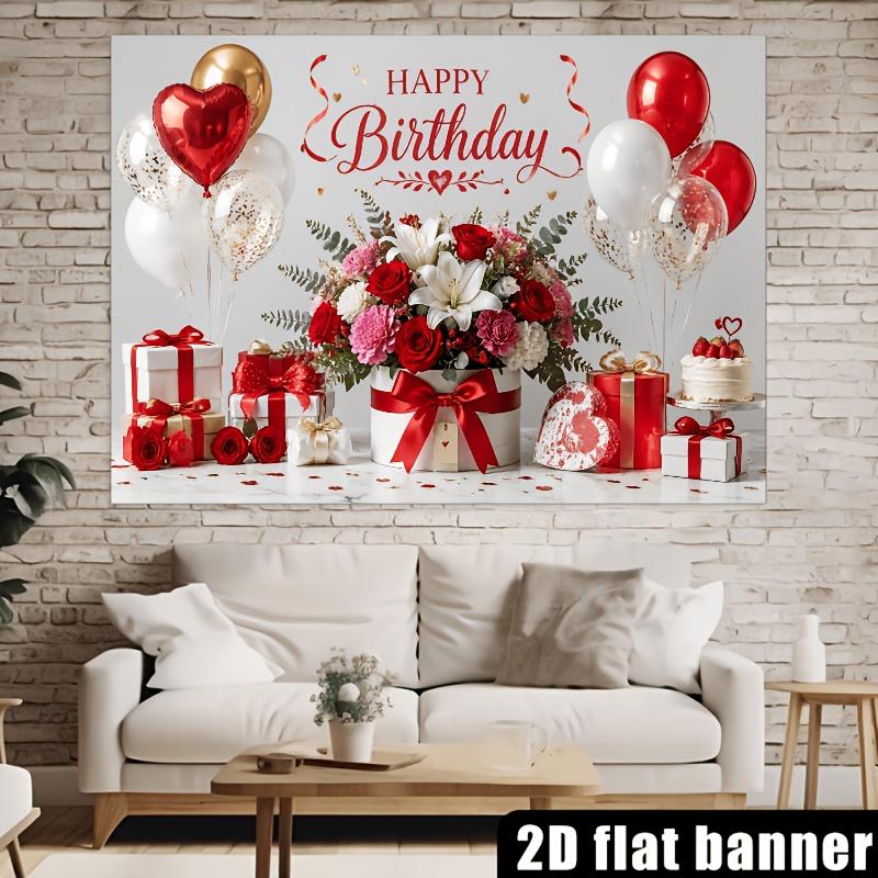 1Pcs Red White Golden Balloons Cake Gifts Decoration Background Birthday Backdrop Decorations For Photo Studio Booth Party