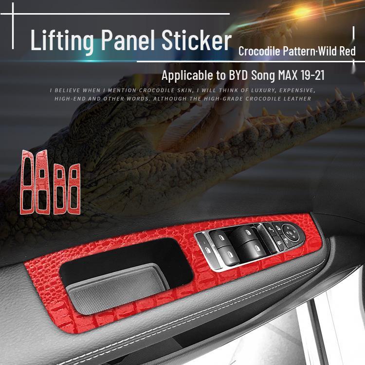 Krokodilmusterfolie für BYD Song MAX Innenraumkonsole & Paneeldekoration, Wildschwarzer Aufkleber