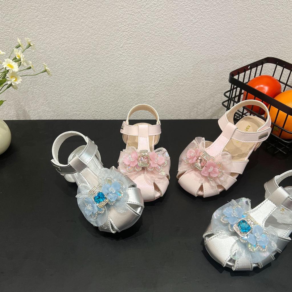 Girls' Princess Shoes New Summer Sparkling Rhinestone Princess Shoes Non-slip Sweet Wind Soft Sole Beach Classmates