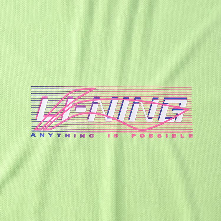 Li Ning Badminton Series Creative Logo Classic Breathable Vitality Fashion Casual Daily Sports Short Sleeve T-Shirt Unisex Tops Sky-Green ATSV627-3