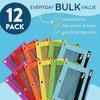 Blue Summit Supplies Pencil Pouches, Bulk Pencil Pouch 12 Pack In Assorted Colors for Storing School Supplies, Writing Utensils, and More, Cloth
