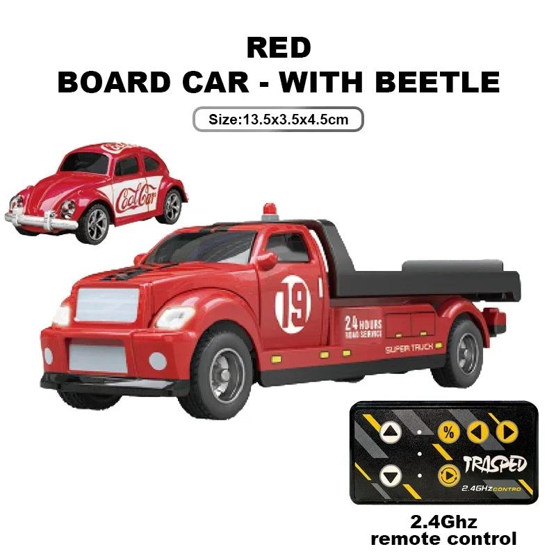 1/64 Mini Truck Cars APP 2.4G Remote Controlled Pickup Trailer Drift Alloy Trucks Children App Radio Control Rescue Vehicle Toys
