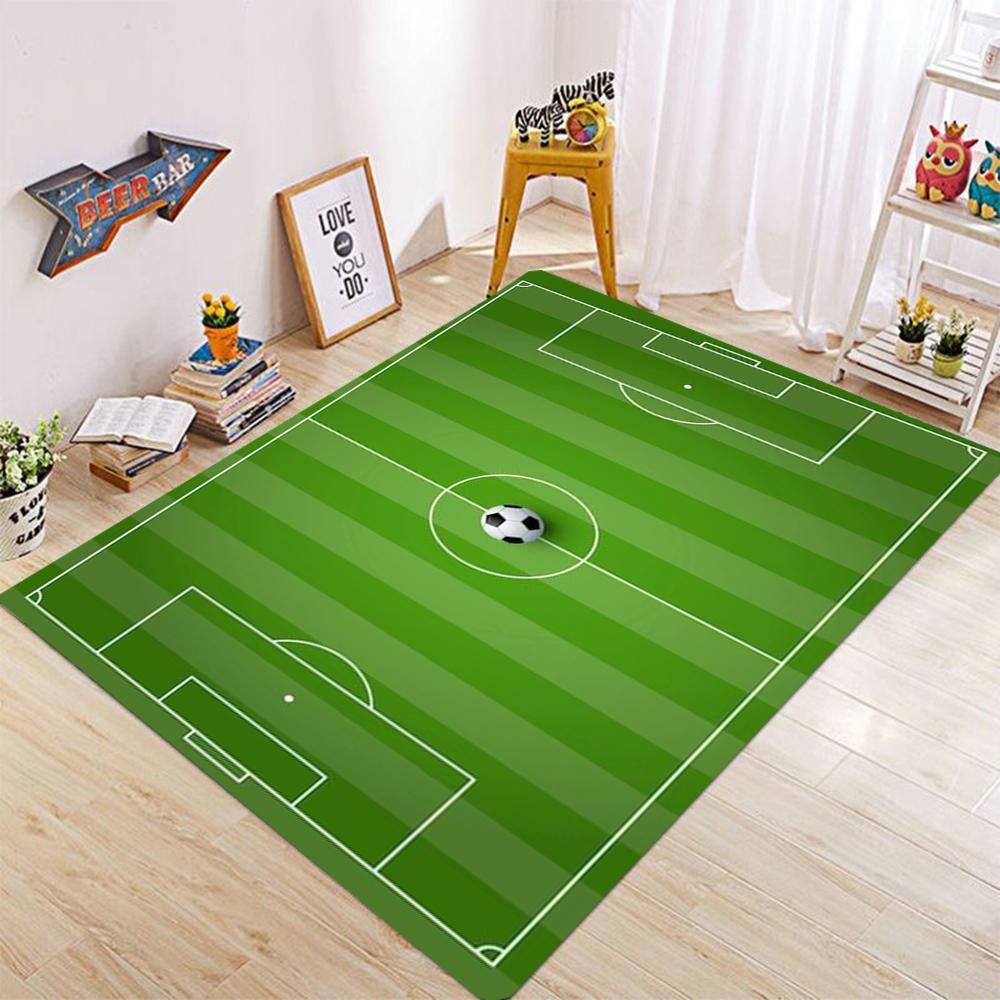 Football Field Pattern Carpet for Living Room Anti Slip Doormat Suitable Bedroom Kids Play Area Sports Floor Mat for Home Decor