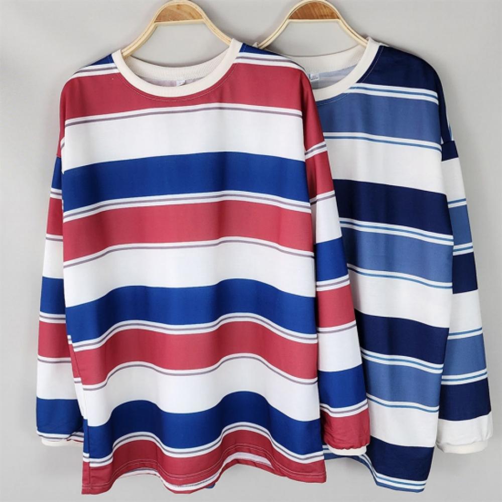 New ArrivalS Open Run Women S overSized Color Block STriped Ringer Round Neck T