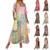 Abito Lungo da Donna Casual Moda Temperamento Elegante Vita Patchwork Stampa Floreale