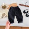 Spring Autumn Fashion Children Solid Jeans Girl Baby Retro Denim Casual Pants Boy Kid Pockets Cotton Trousers Toddler Dungarees
