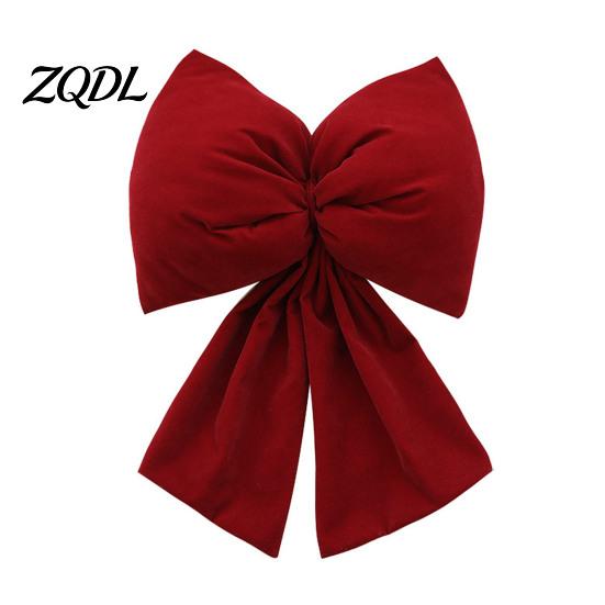 Christmas Party Sign in Desk Decor Flocked Fabric Bow, Large Red Bow with Hanging Strap, Velvet Bows for Office Decorations Festive Pendant