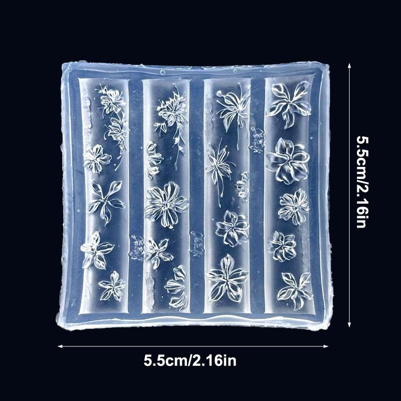 1Pcs Silicone Butterfly Nail Art Mold Five-Petaled Flowers Pattern Relief 3D Transparent Nail Template Diy Manicure Decoration