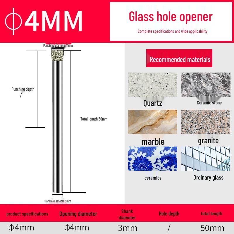 Emery Glass & Tile Drill Bit, 3-200mm Rotary Hole Saw for Marble