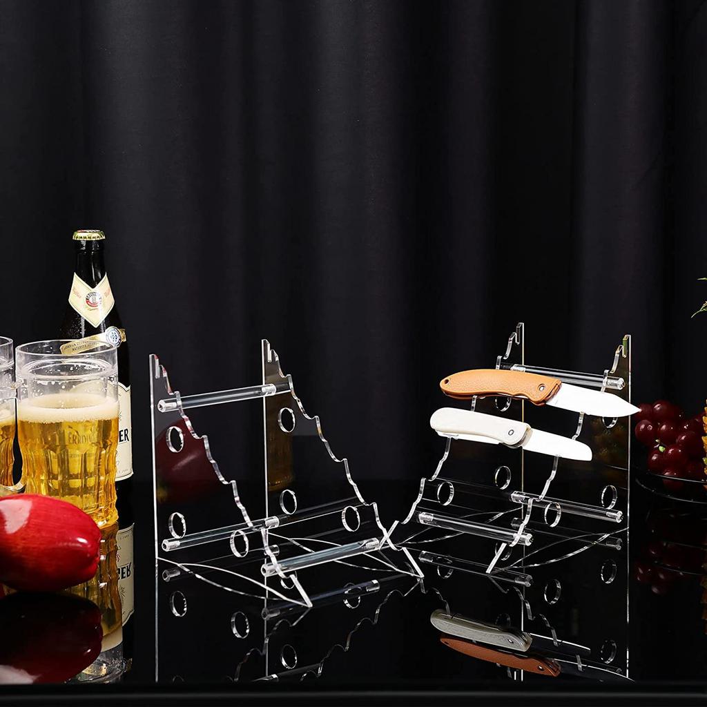 New 2pcs 4-layer Transparent Acrylics Detachable Cutting Tool Display Rack Pocket Knifes Fruit Knife Multi Functional Storage