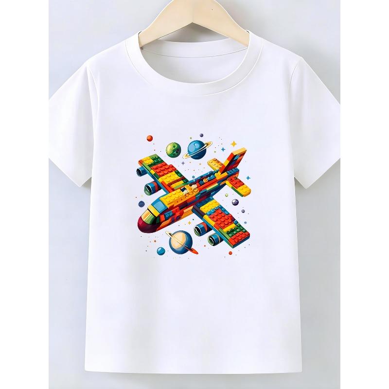 European Sizes Boys' Fashion T-shirt, Feature Cute Cartoon Prints, Soft and Breathable, Suitable for Summer Outdoor Activities