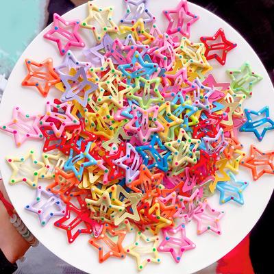 KYDZSW 10 Stück/Set Niedliche bunte Stern-Haarspangen mit Polka Dots für Mädchen Kinder Hübsche Haardekoration Haarnadeln Kinder Haarschmuck