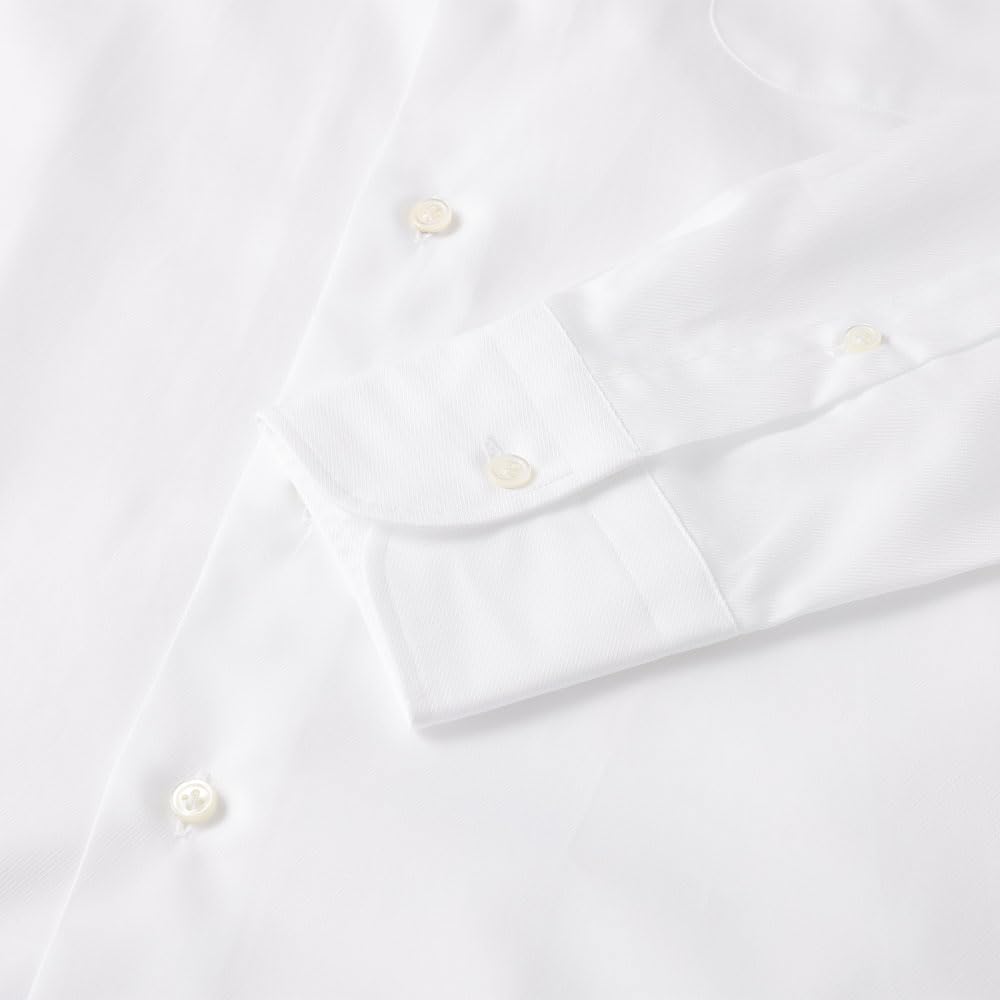 HITOYOSHI Long Sleeve Dress Sizes 6 White Sizes Cotton Men's Shirt, SHB, (Semi-Wide, Twill, 41-84), 100%