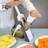 Sicherer Hand-Lebensmittelschneider Multifunktionaler vertikaler Gemüseschneider, Klingen aus Edelstahl mit Behälter Raspel für Kochen Schneider, Einstellbar