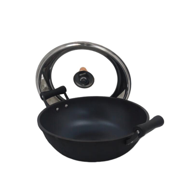 Youzheng 32cm Cast Iron Wok with Glass Lid
