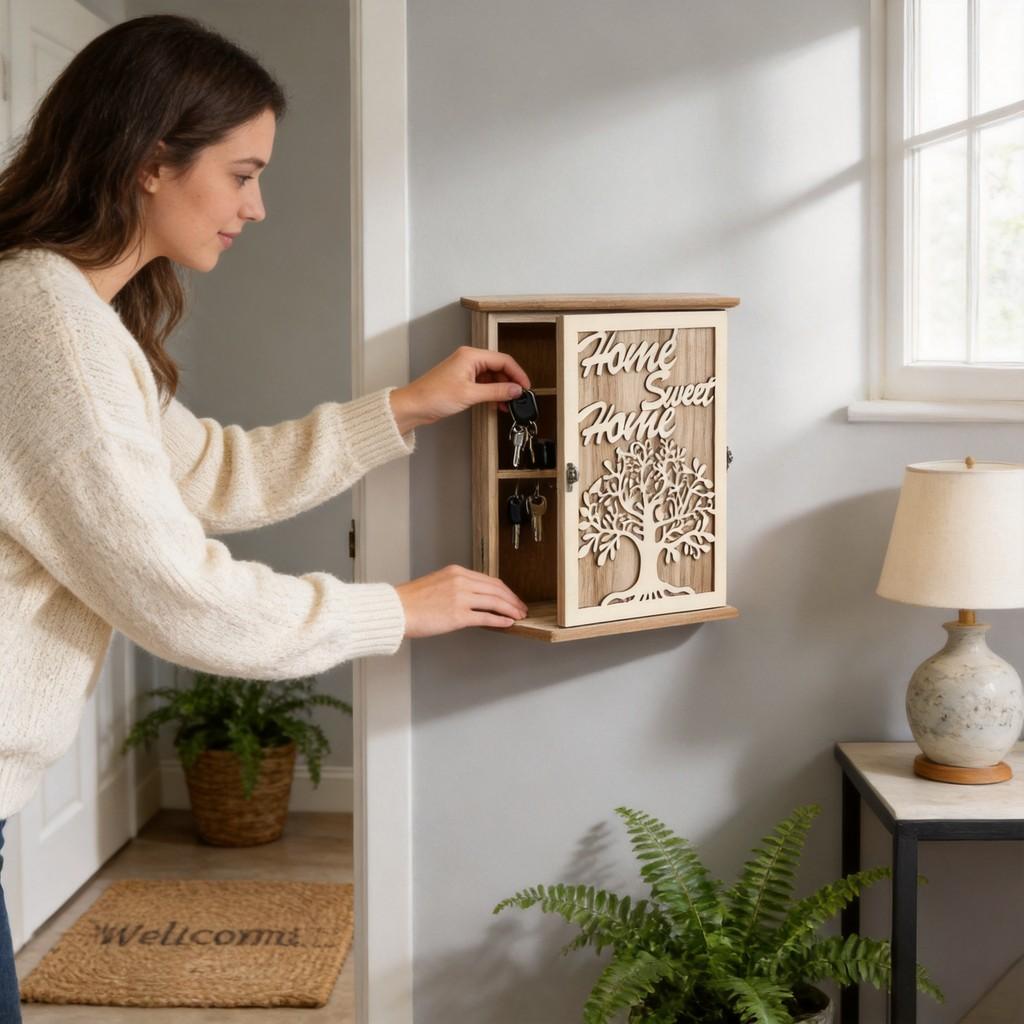 Organizzatore di Chiavi in Legno con Custodia Antipolvere per Decorazione di Casa e Auto