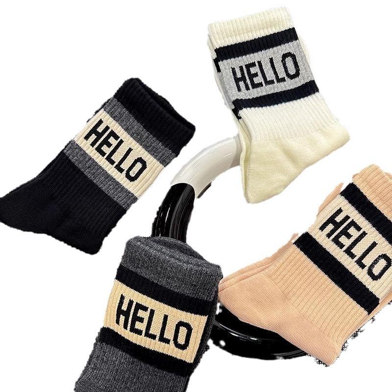 Female Autumn and Winter All Match Sports Letter Students In Tube Socks