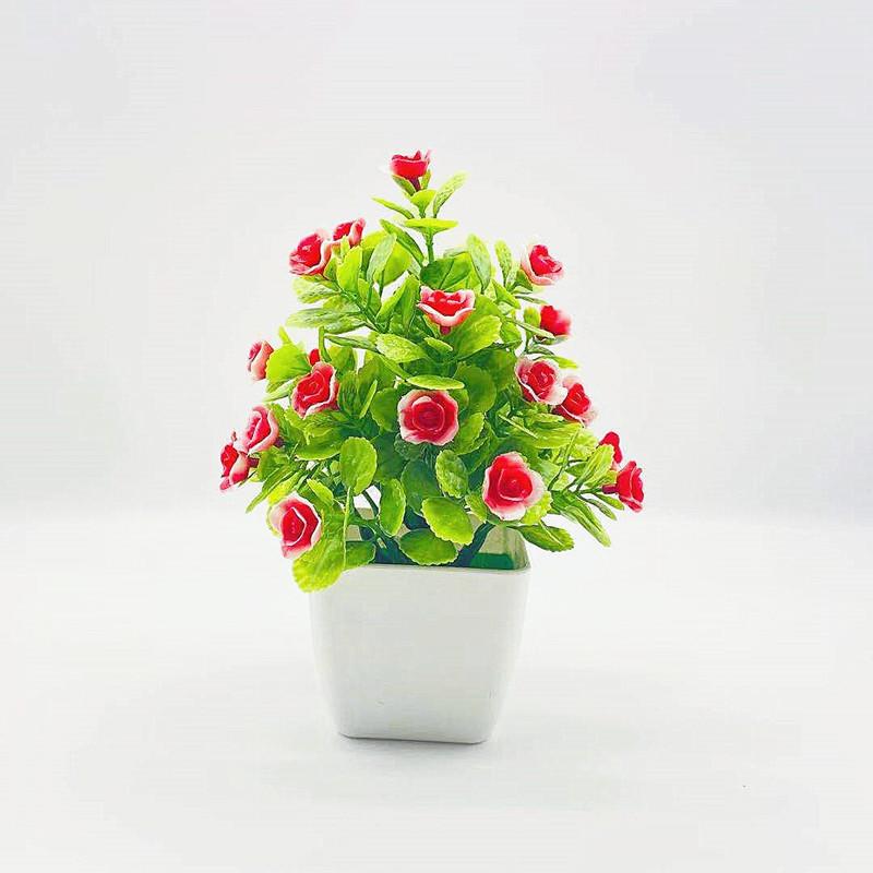Simulate Five Twenty Roses Fake Flowers Potted Green Plants Indoor Decoration