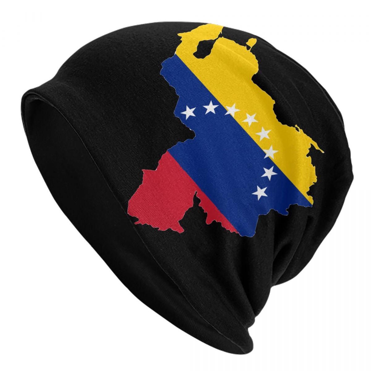 Venezuela Map Flag Skullies Beanies Hats Venezuelan Goth Unisex Outdoor Cap Warm Dualuse Bonnet Hat One Size