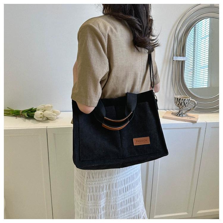 Women's Corduroy Tote Bag Large Capcity Handbags for Women Commuting Women's Bag Messenger Shoulder Bag Female Handbag