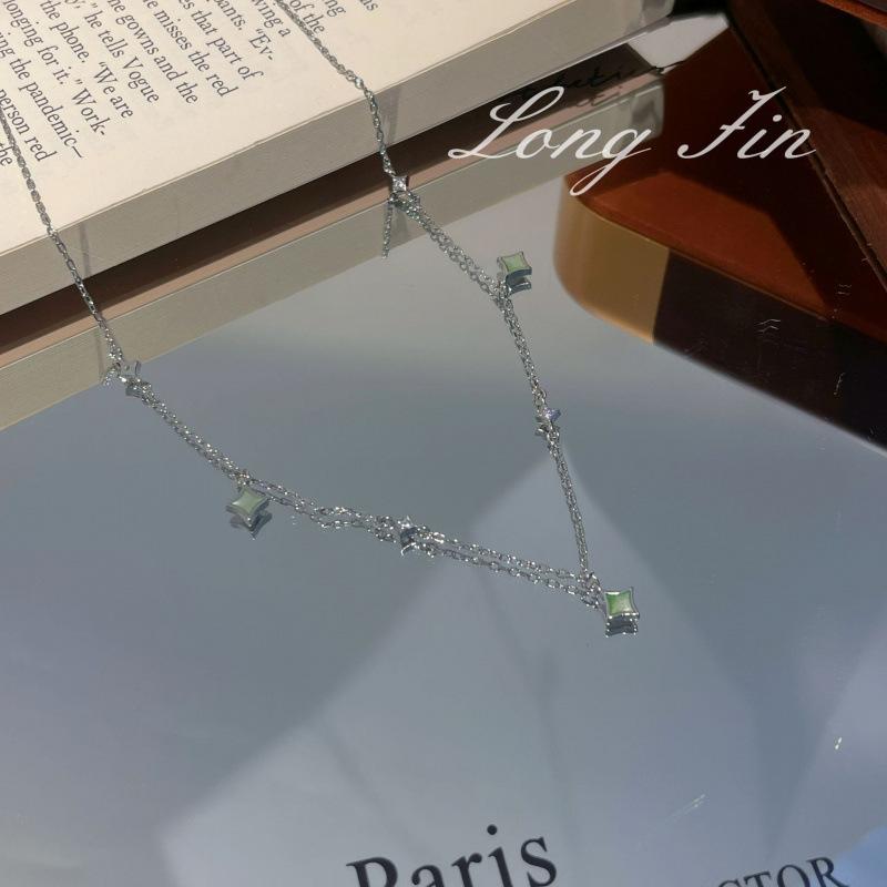 Shining Star Series Set Necklace Bracelet Earrings Fritillary Quadrangle Diamond High-End Jewelry Live Special For