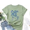 Coffee Alphabet Cotton T-Shirt Short Sleeve Round Neck Women 2d Print Tops
